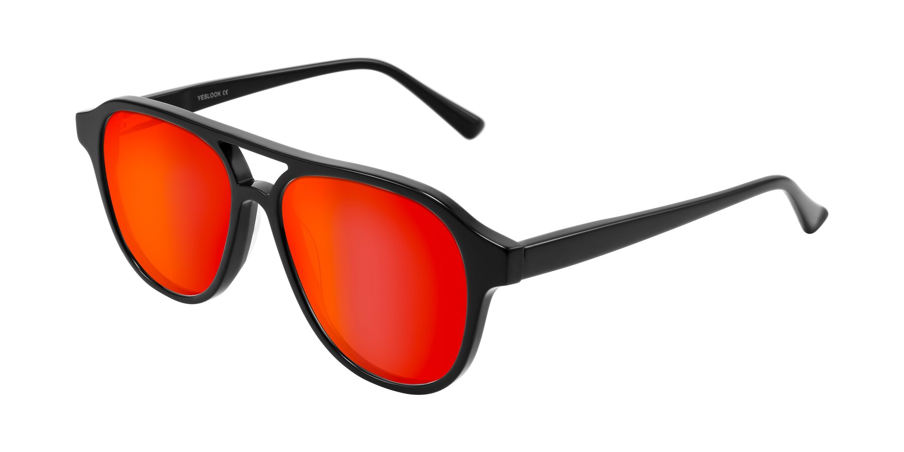 Angle of Jalon in Black with Red Gold Mirrored Lenses
