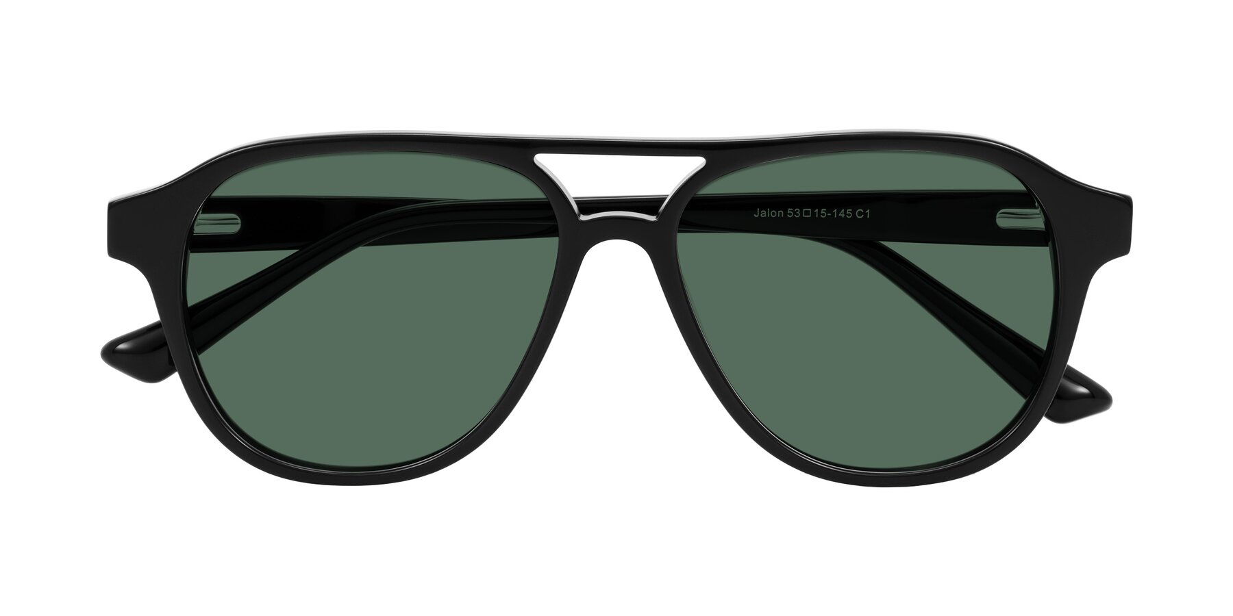 Folded Front of Jalon in Black with Green Polarized Lenses