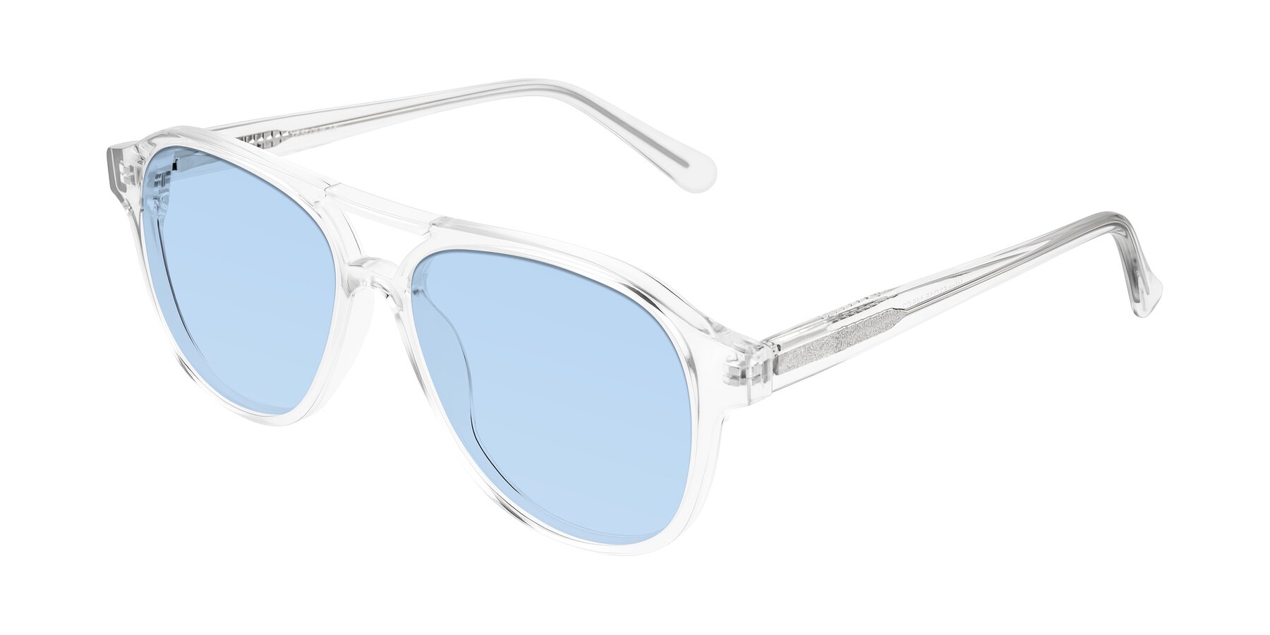 Angle of Jalon in Clear with Light Blue Tinted Lenses