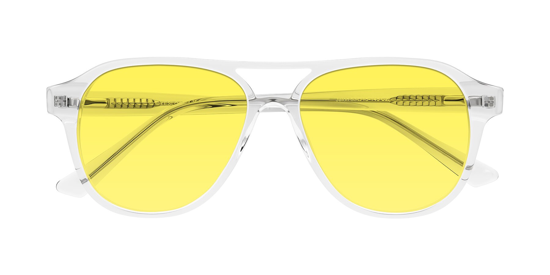 Folded Front of Jalon in Clear with Medium Yellow Tinted Lenses