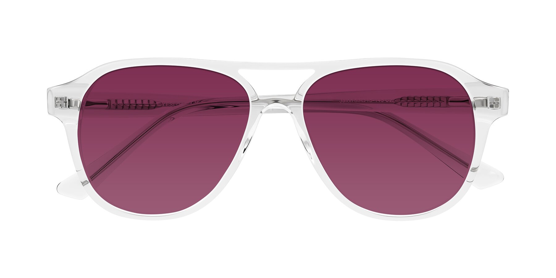 Folded Front of Jalon in Clear with Wine Tinted Lenses