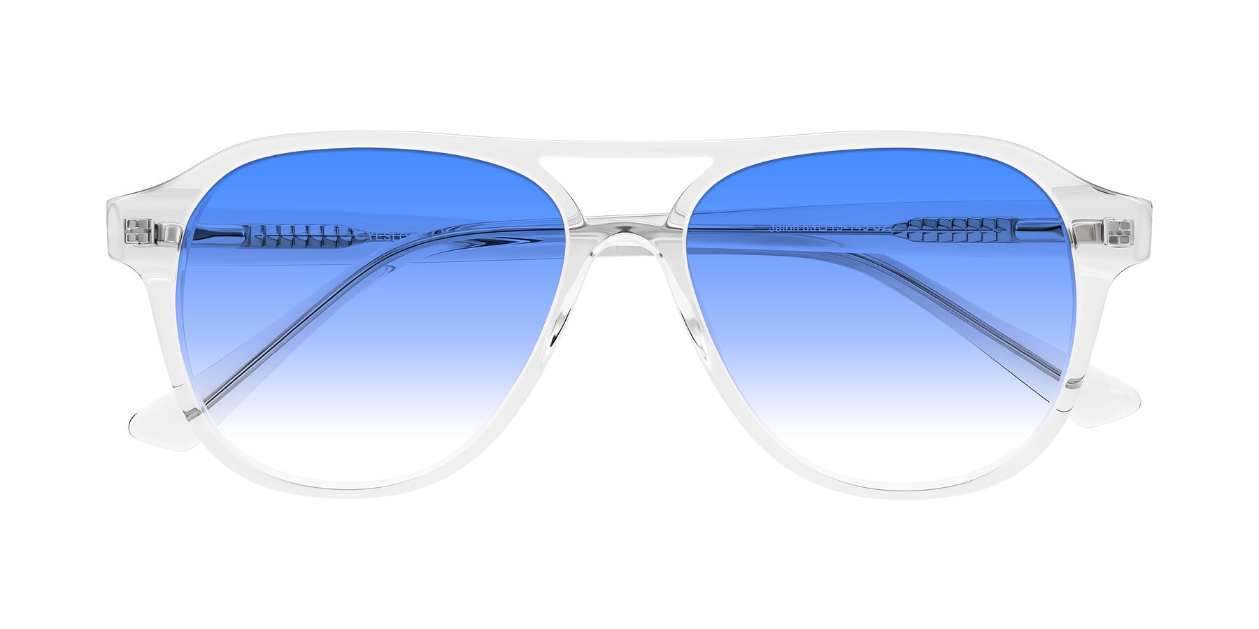 Folded Front of Jalon in Clear with Blue Gradient Lenses