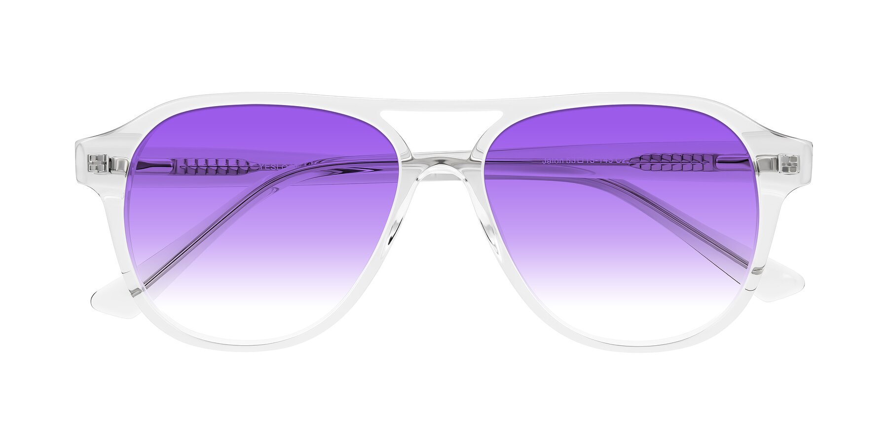 Folded Front of Jalon in Clear with Purple Gradient Lenses
