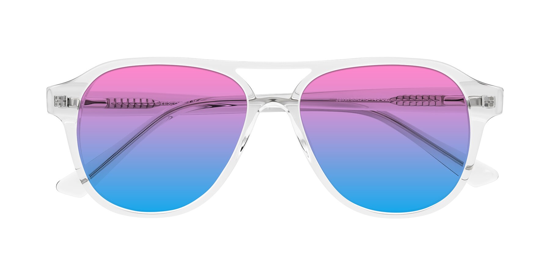 Folded Front of Jalon in Clear with Pink / Blue Gradient Lenses