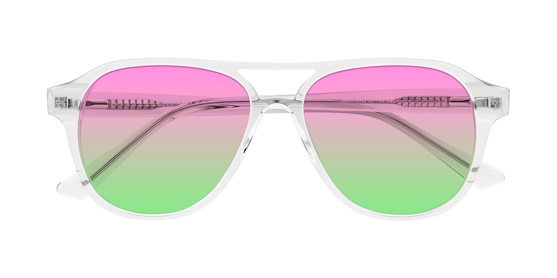 Folded Front of Jalon in Clear with Pink / Green Gradient Lenses