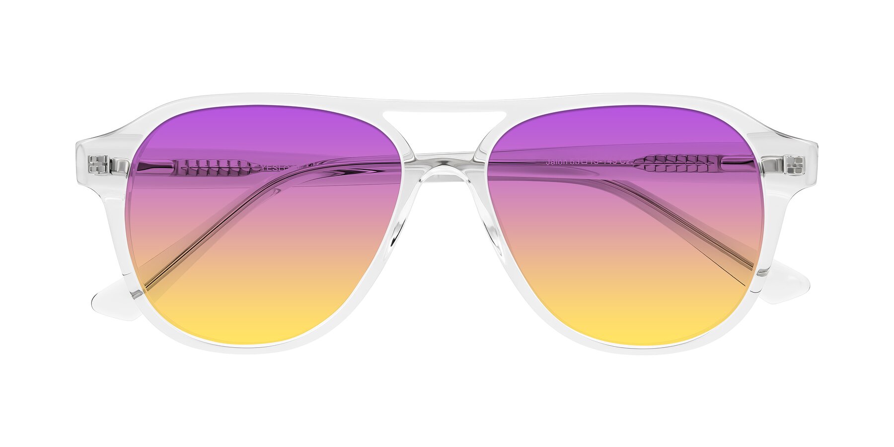 Folded Front of Jalon in Clear with Purple / Yellow Gradient Lenses