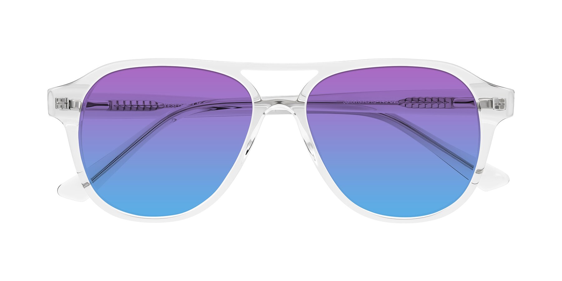 Folded Front of Jalon in Clear with Purple / Blue Gradient Lenses