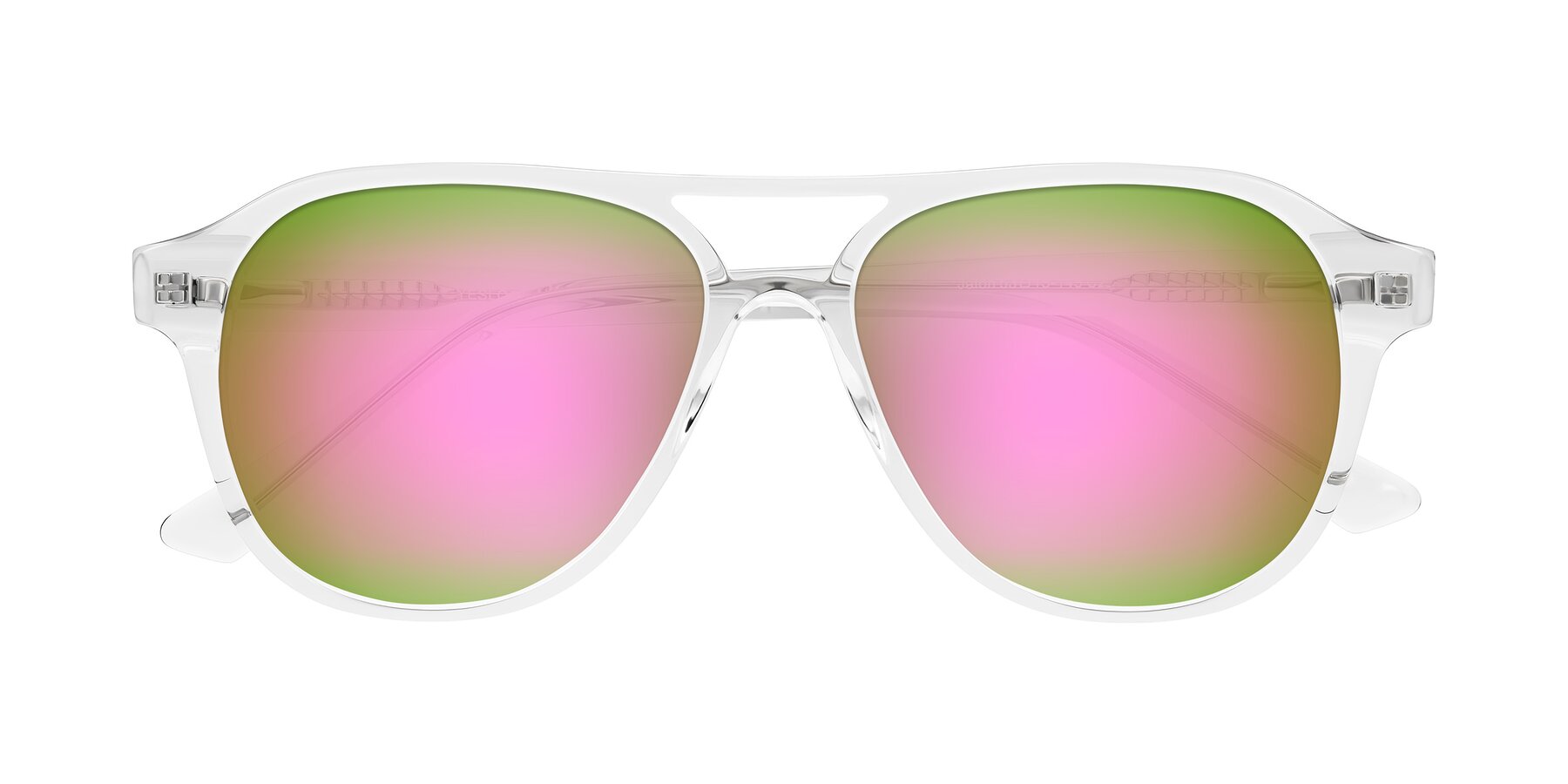 Folded Front of Jalon in Clear with Pink Mirrored Lenses