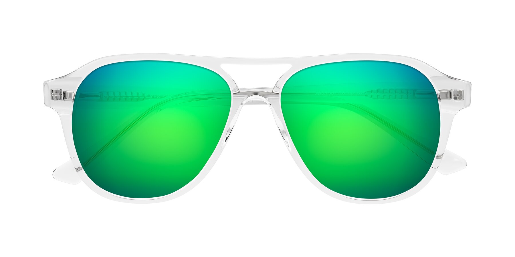 Folded Front of Jalon in Clear with Green Mirrored Lenses