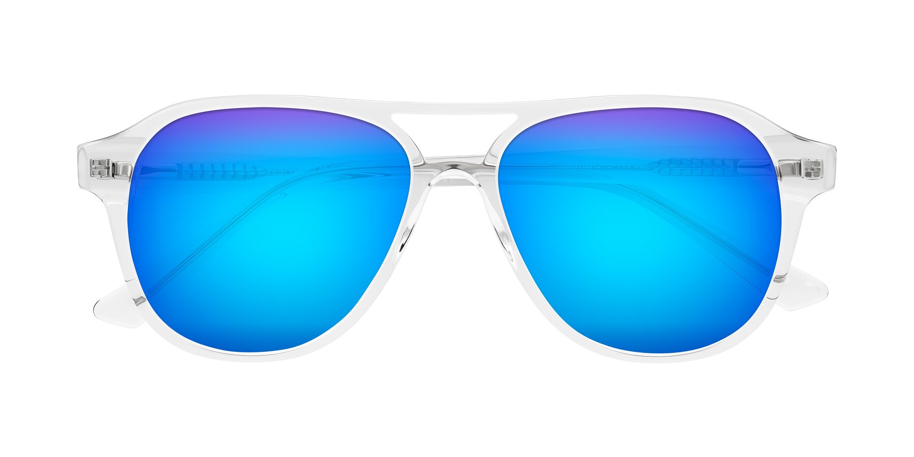 Folded Front of Jalon in Clear with Blue Mirrored Lenses