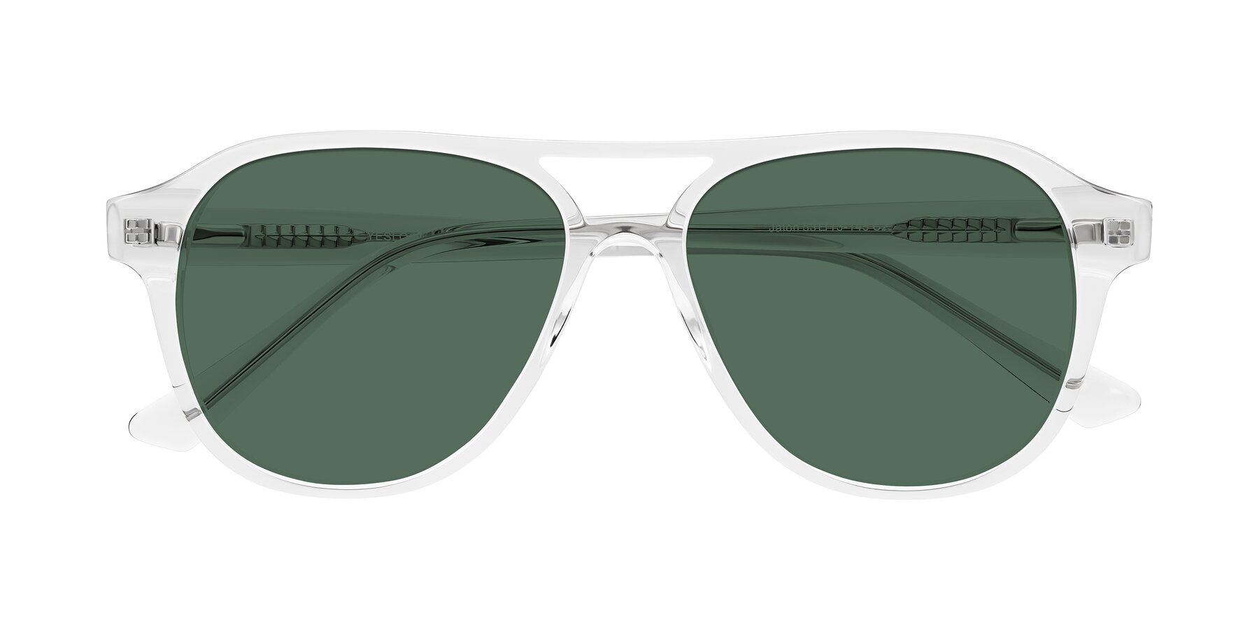 Folded Front of Jalon in Clear with Green Polarized Lenses