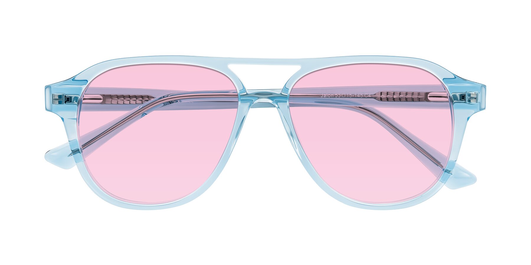 Folded Front of Jalon in Light Blue with Light Pink Tinted Lenses