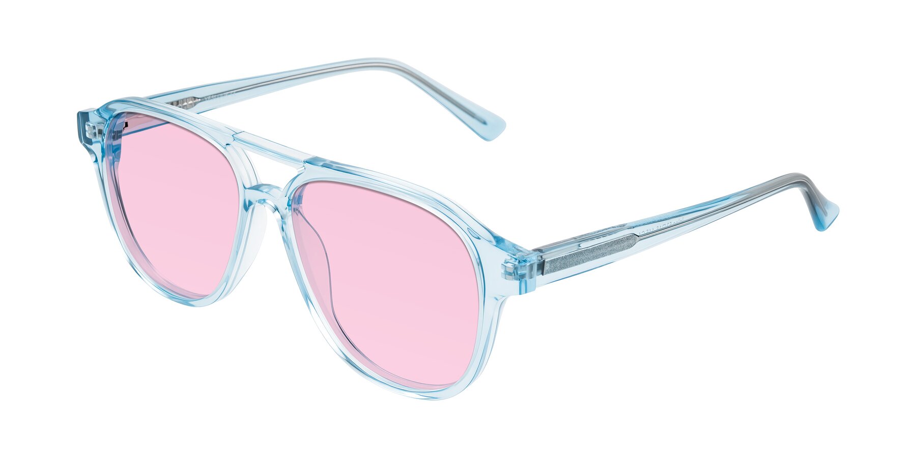 Angle of Jalon in Light Blue with Light Pink Tinted Lenses