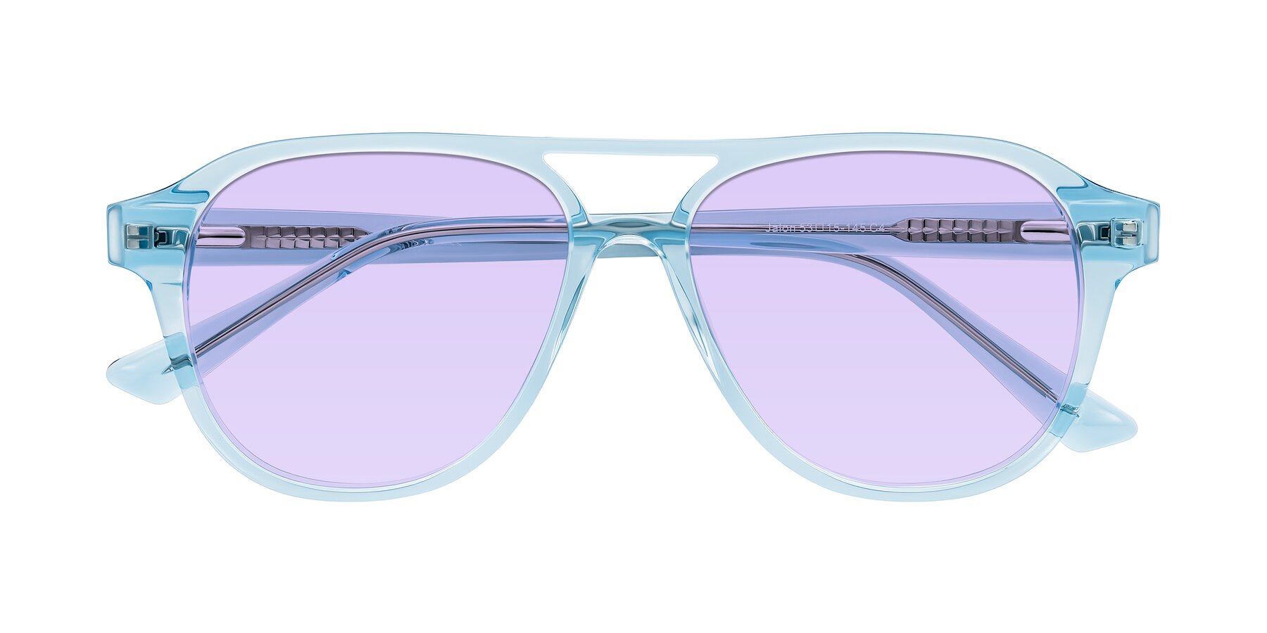 Folded Front of Jalon in Light Blue with Light Purple Tinted Lenses
