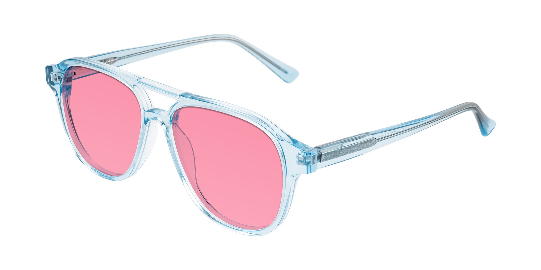 Angle of Jalon in Light Blue with Pink Tinted Lenses