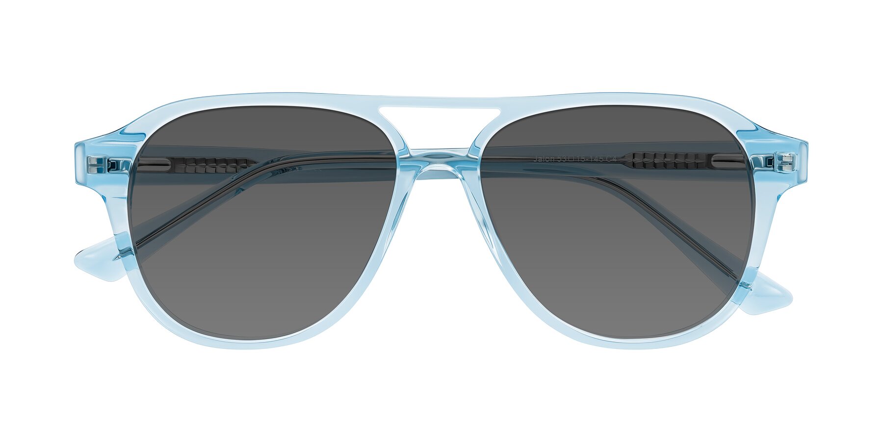 Folded Front of Jalon in Light Blue with Medium Gray Tinted Lenses