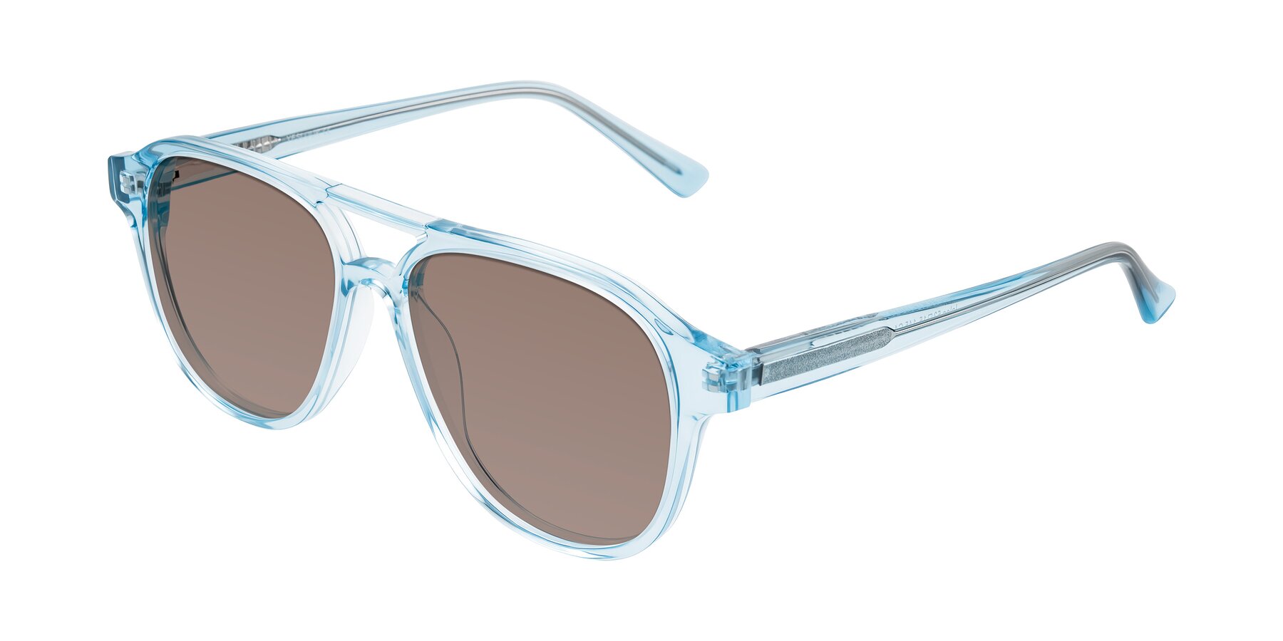 Angle of Jalon in Light Blue with Medium Brown Tinted Lenses