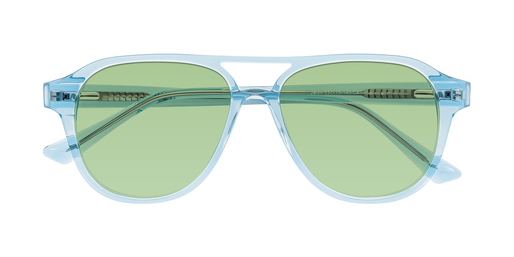 Folded Front of Jalon in Light Blue with Medium Green Tinted Lenses
