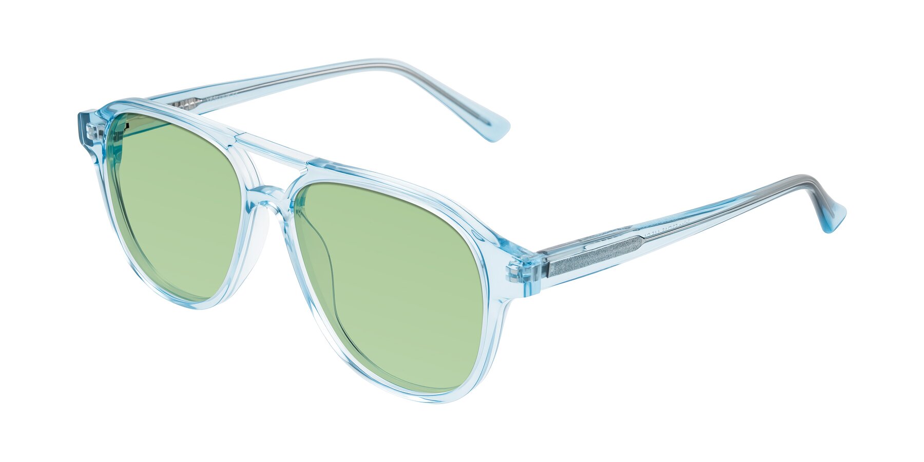 Angle of Jalon in Light Blue with Medium Green Tinted Lenses