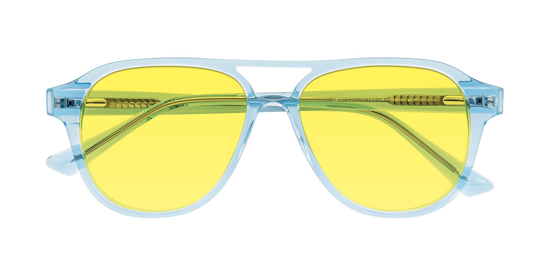 Folded Front of Jalon in Light Blue with Medium Yellow Tinted Lenses