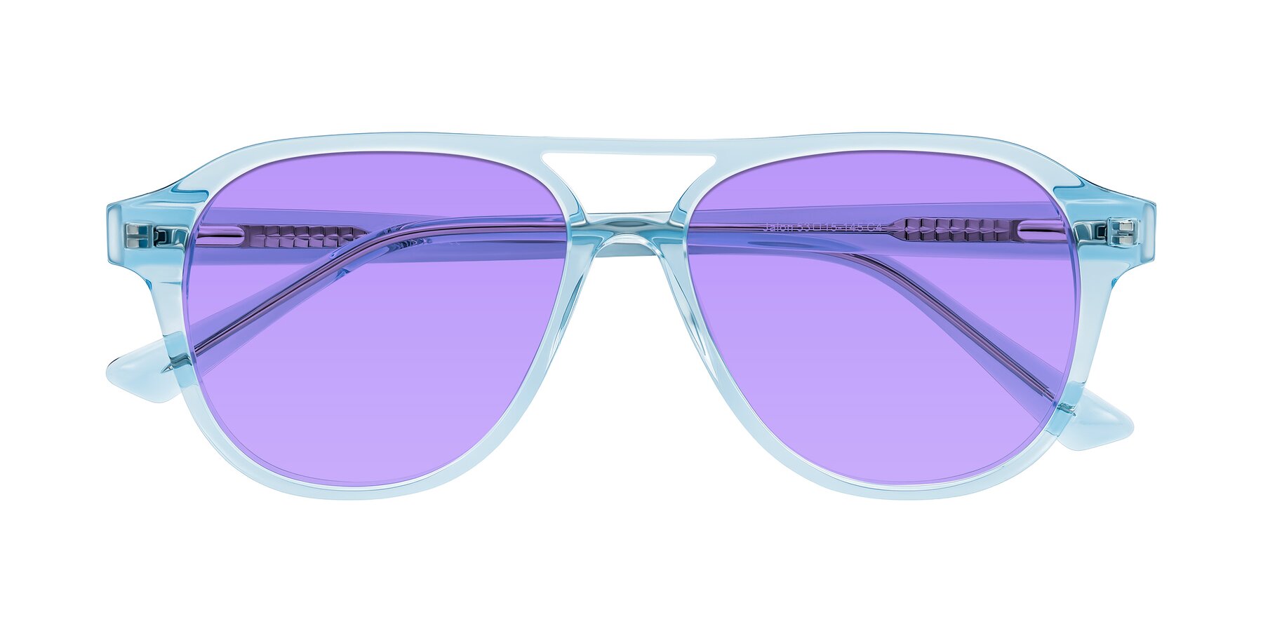 Folded Front of Jalon in Light Blue with Medium Purple Tinted Lenses