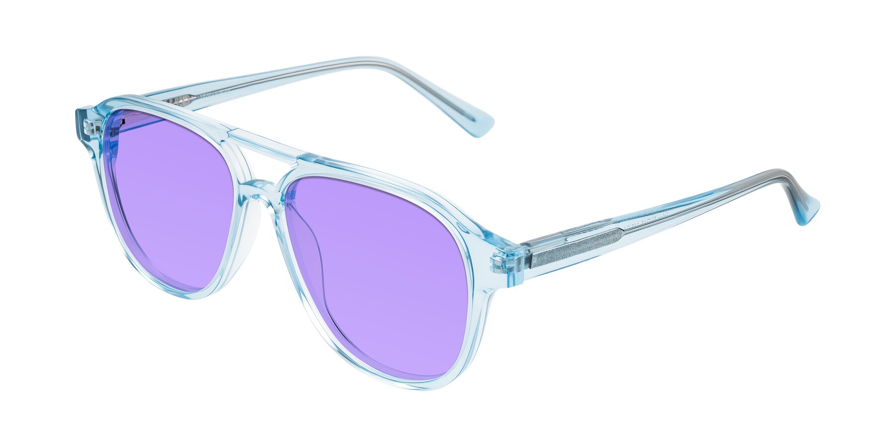 Angle of Jalon in Light Blue with Medium Purple Tinted Lenses