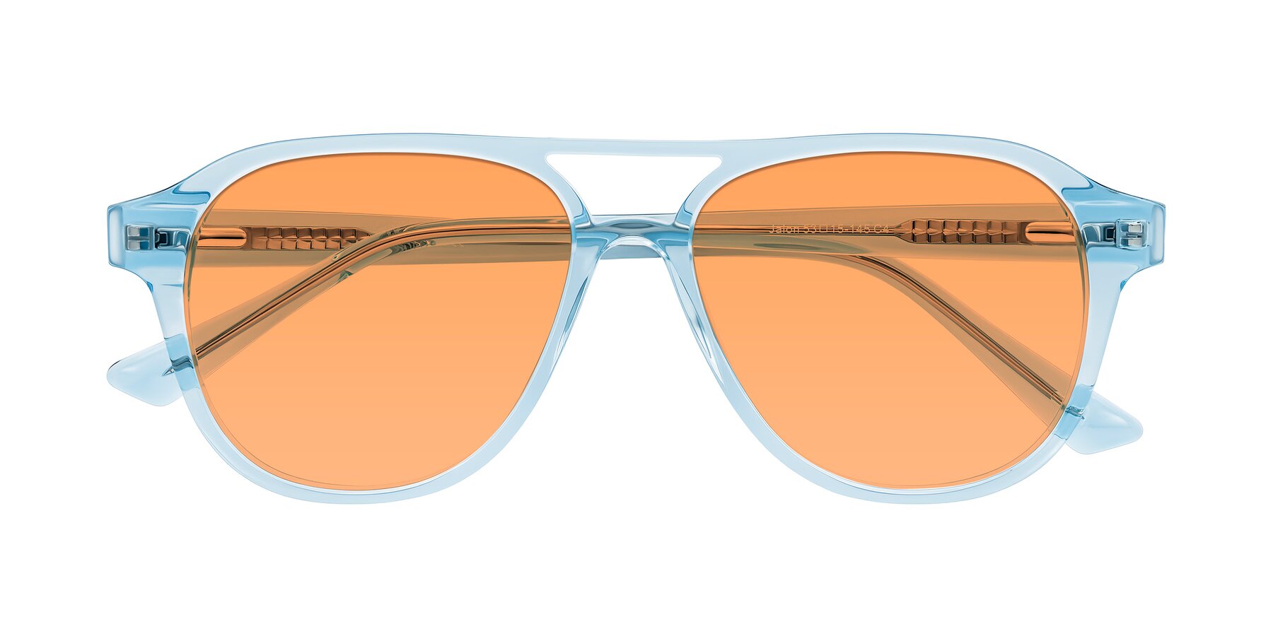 Folded Front of Jalon in Light Blue with Medium Orange Tinted Lenses