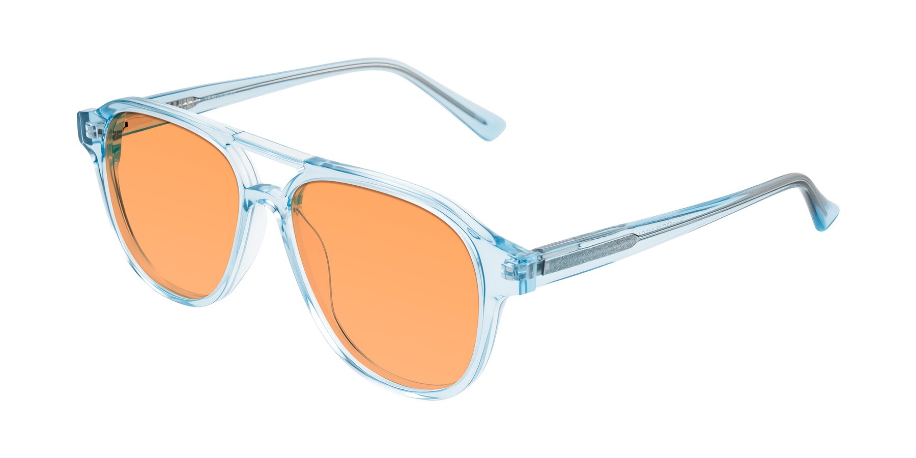 Angle of Jalon in Light Blue with Medium Orange Tinted Lenses