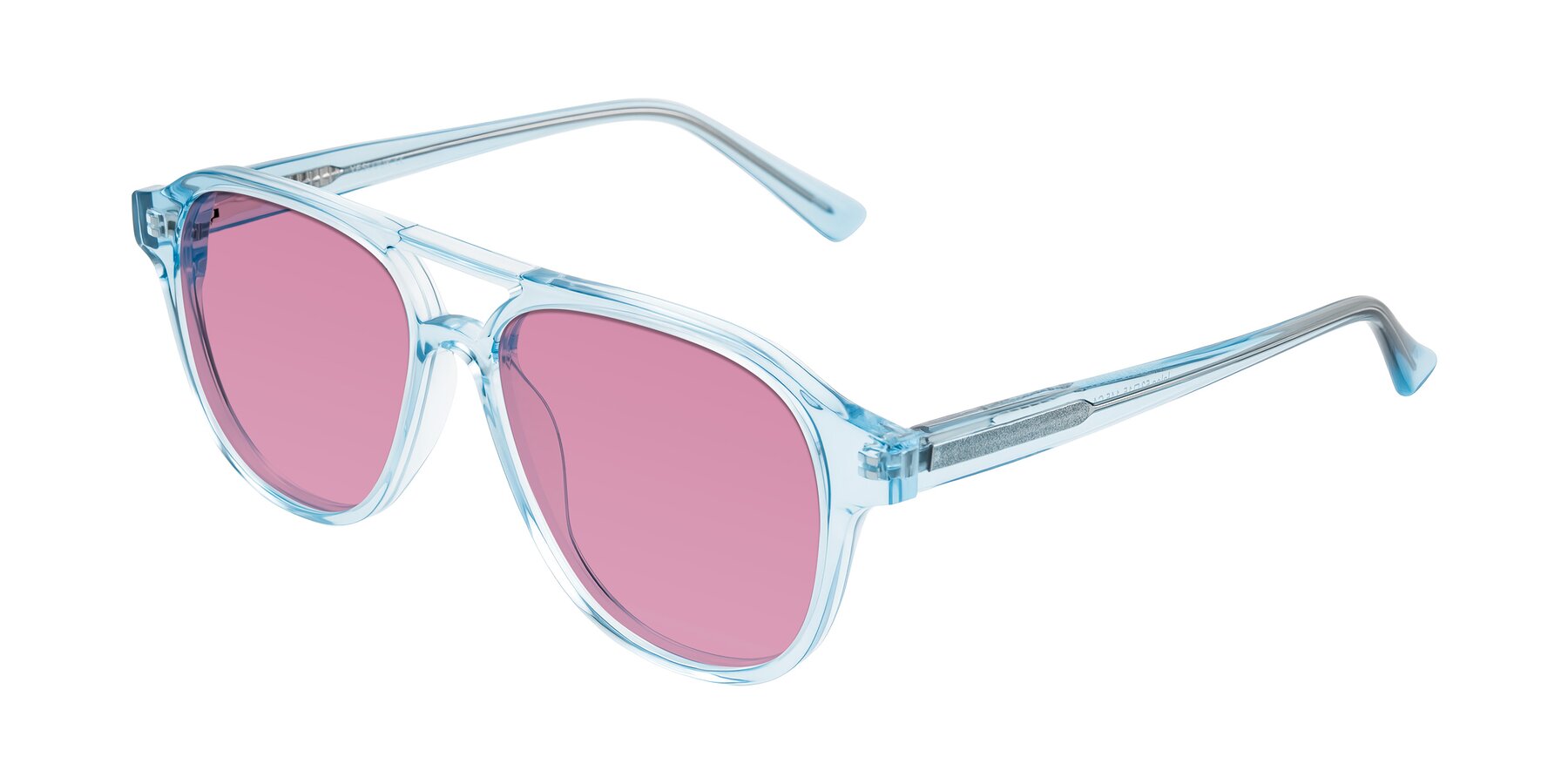 Angle of Jalon in Light Blue with Medium Wine Tinted Lenses
