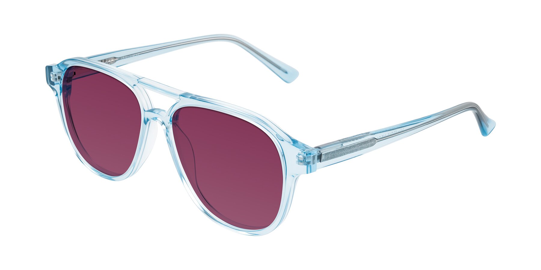 Angle of Jalon in Light Blue with Wine Tinted Lenses