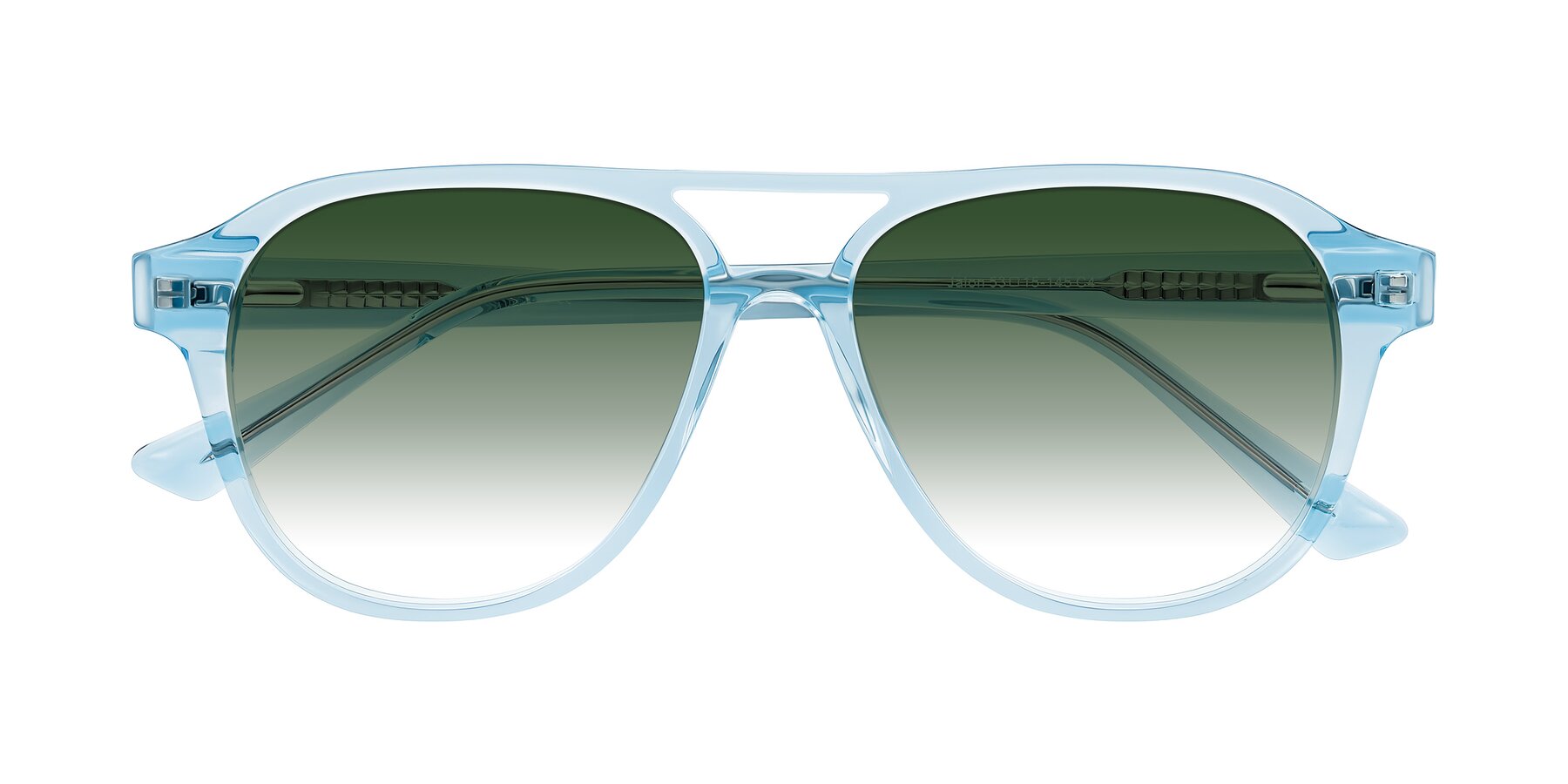 Folded Front of Jalon in Light Blue with Green Gradient Lenses