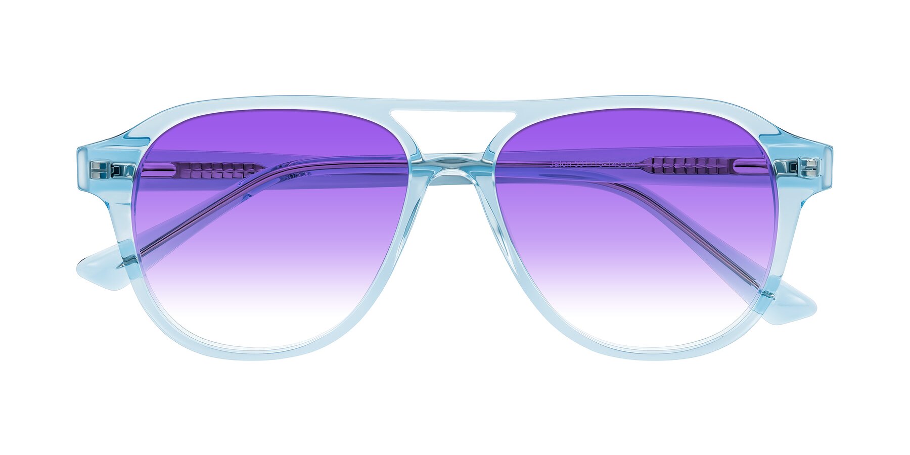 Folded Front of Jalon in Light Blue with Purple Gradient Lenses
