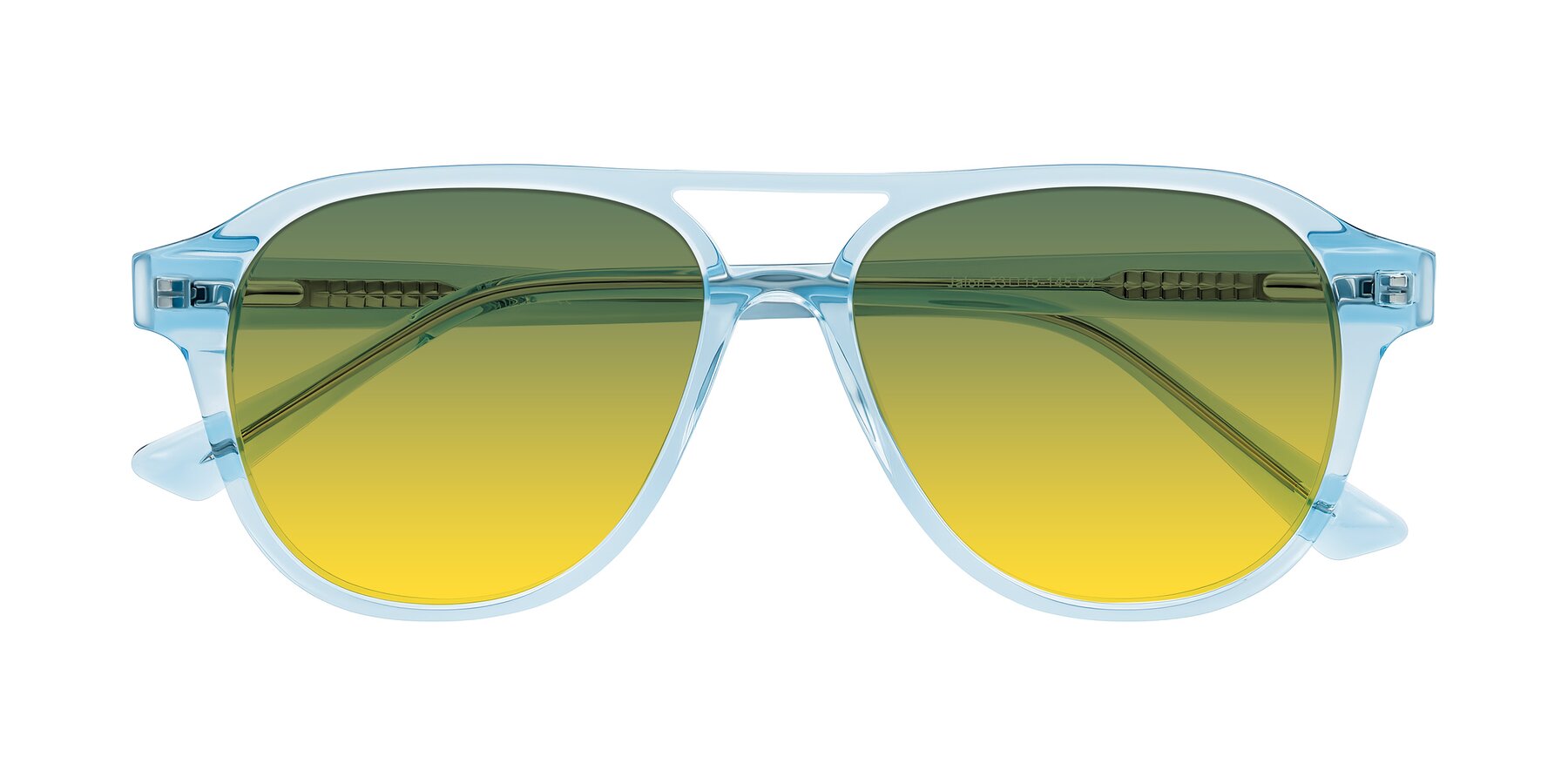 Folded Front of Jalon in Light Blue with Green / Yellow Gradient Lenses