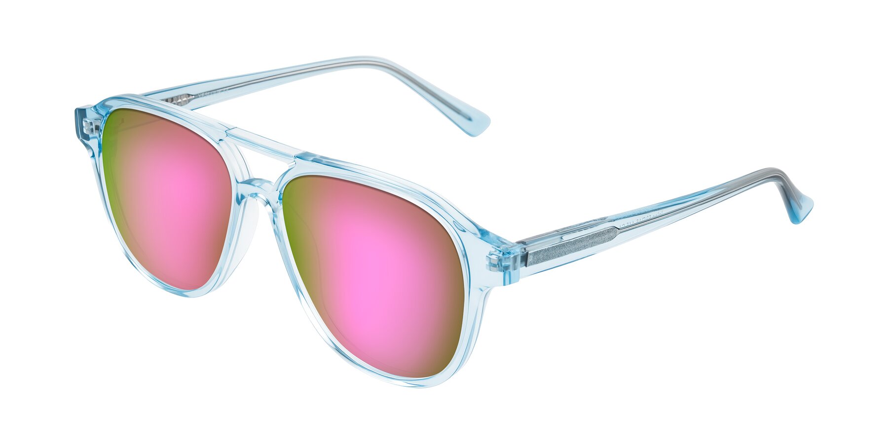 Angle of Jalon in Light Blue with Pink Mirrored Lenses