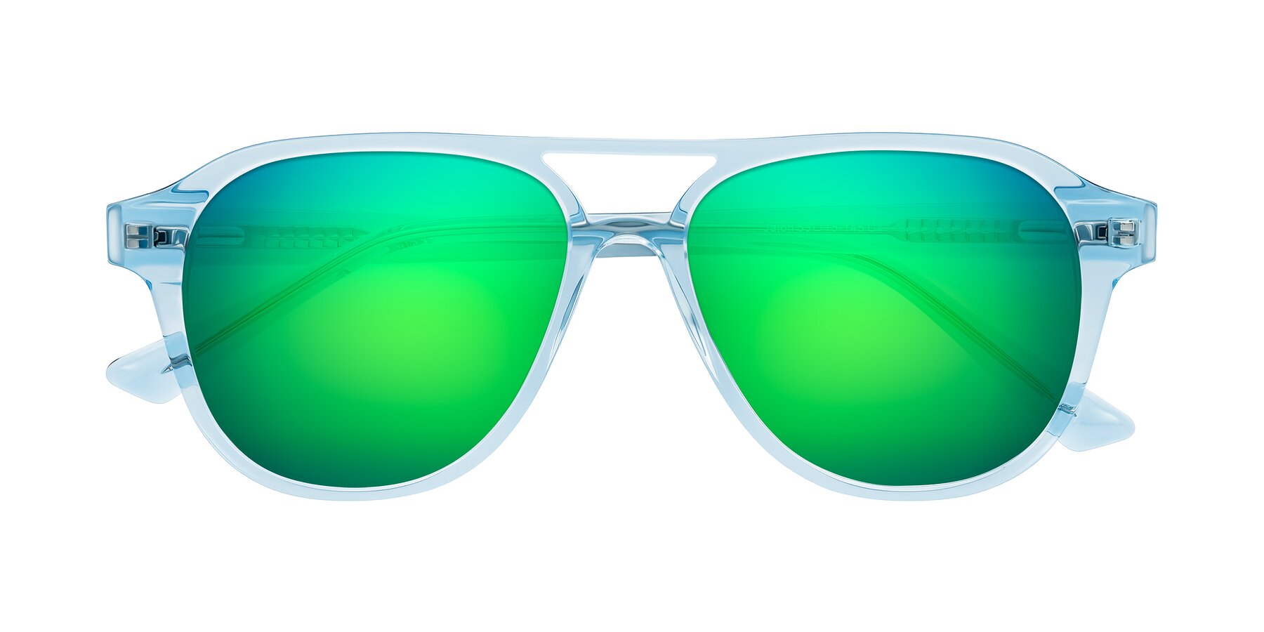 Folded Front of Jalon in Light Blue with Green Mirrored Lenses