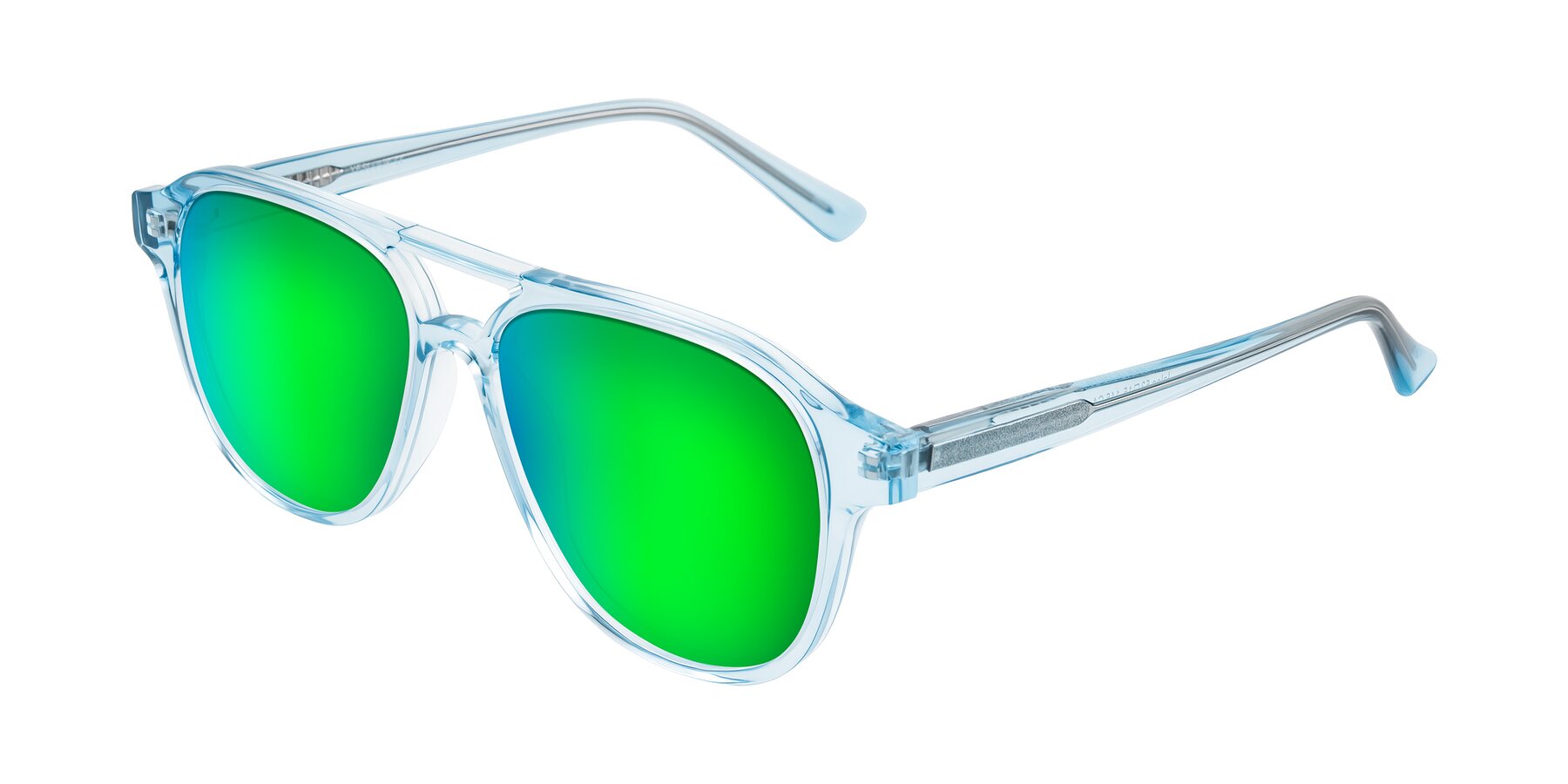 Angle of Jalon in Light Blue with Green Mirrored Lenses