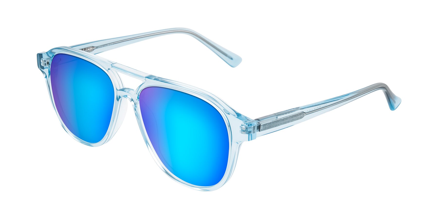 Angle of Jalon in Light Blue with Blue Mirrored Lenses