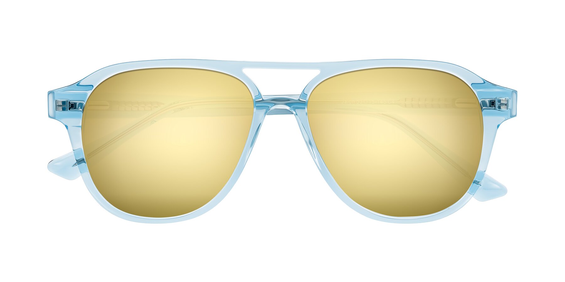 Folded Front of Jalon in Light Blue with Gold Mirrored Lenses