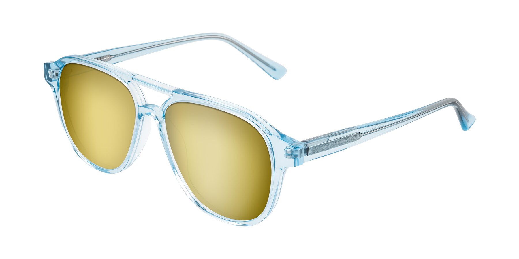 Angle of Jalon in Light Blue with Gold Mirrored Lenses