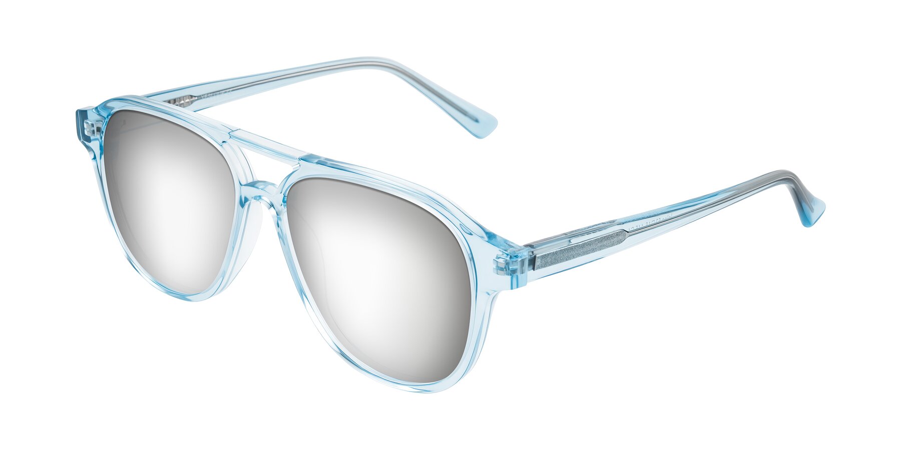 Angle of Jalon in Light Blue with Silver Mirrored Lenses