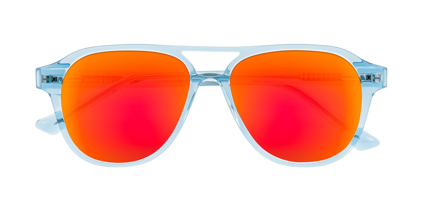 Folded Front of Jalon in Light Blue with Red Gold Mirrored Lenses
