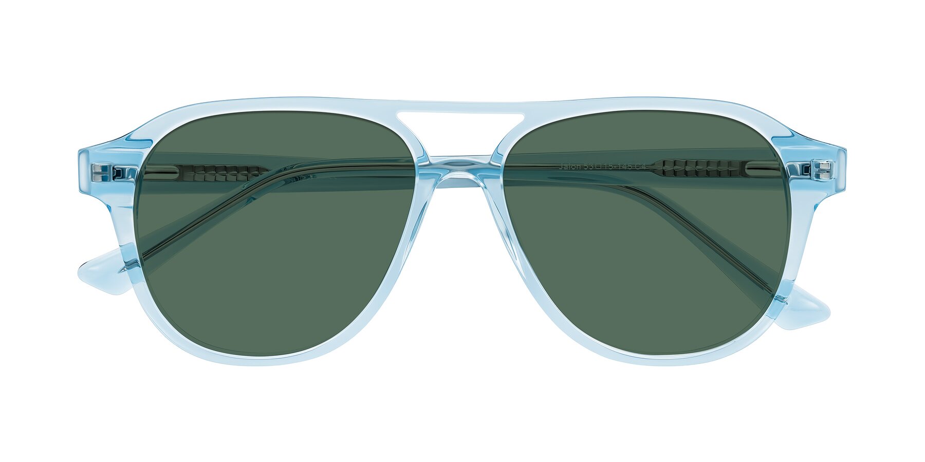 Folded Front of Jalon in Light Blue with Green Polarized Lenses