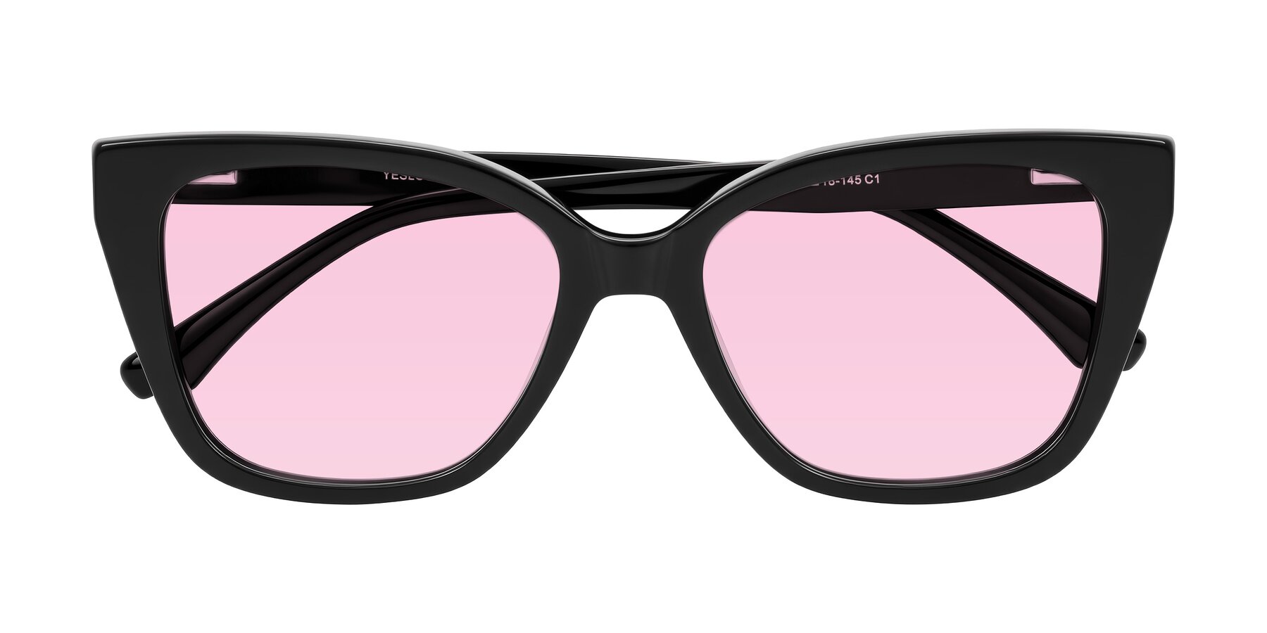 Folded Front of Kahlem in Black with Light Pink Tinted Lenses