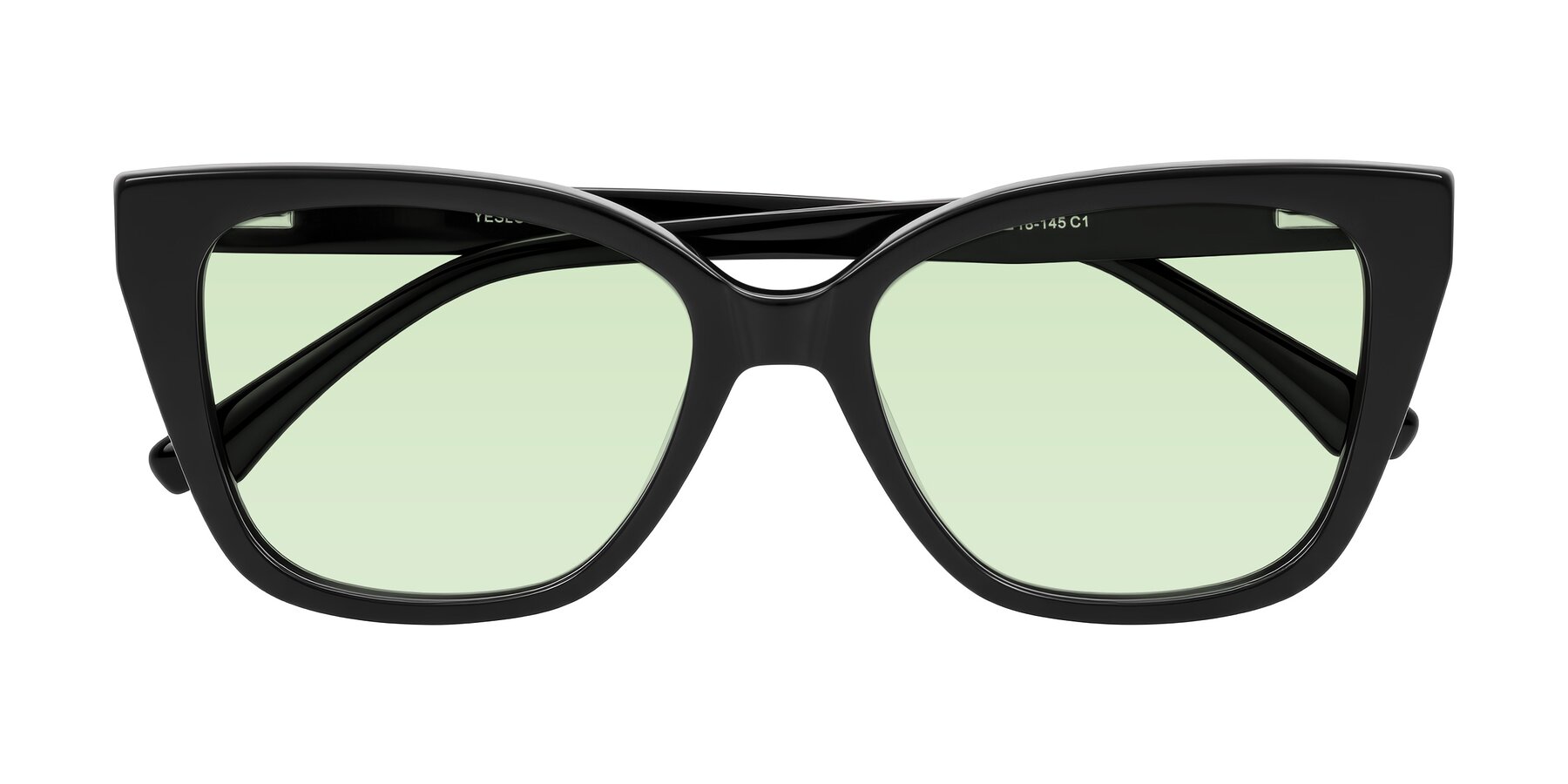 Folded Front of Kahlem in Black with Light Green Tinted Lenses