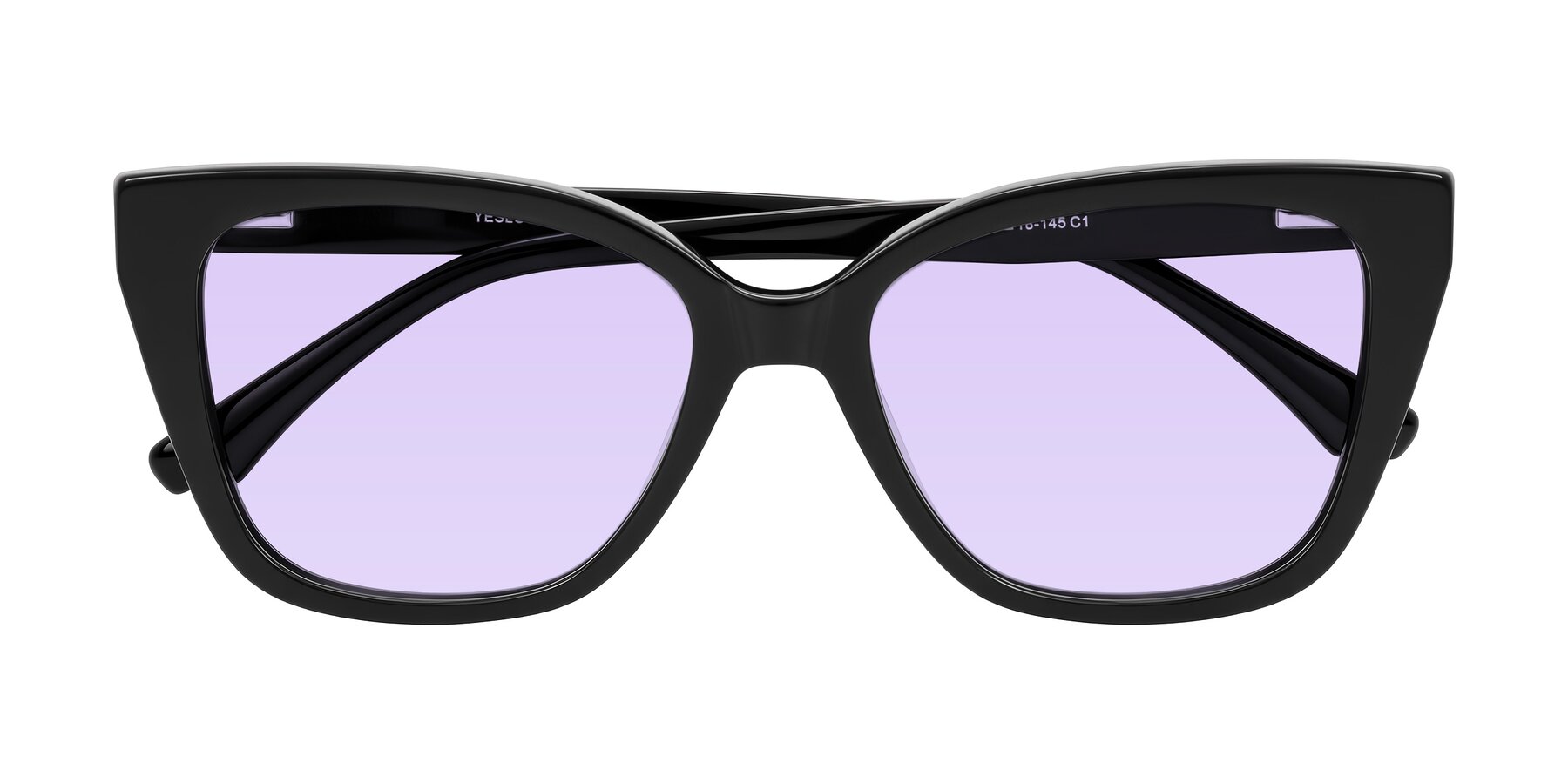 Folded Front of Kahlem in Black with Light Purple Tinted Lenses