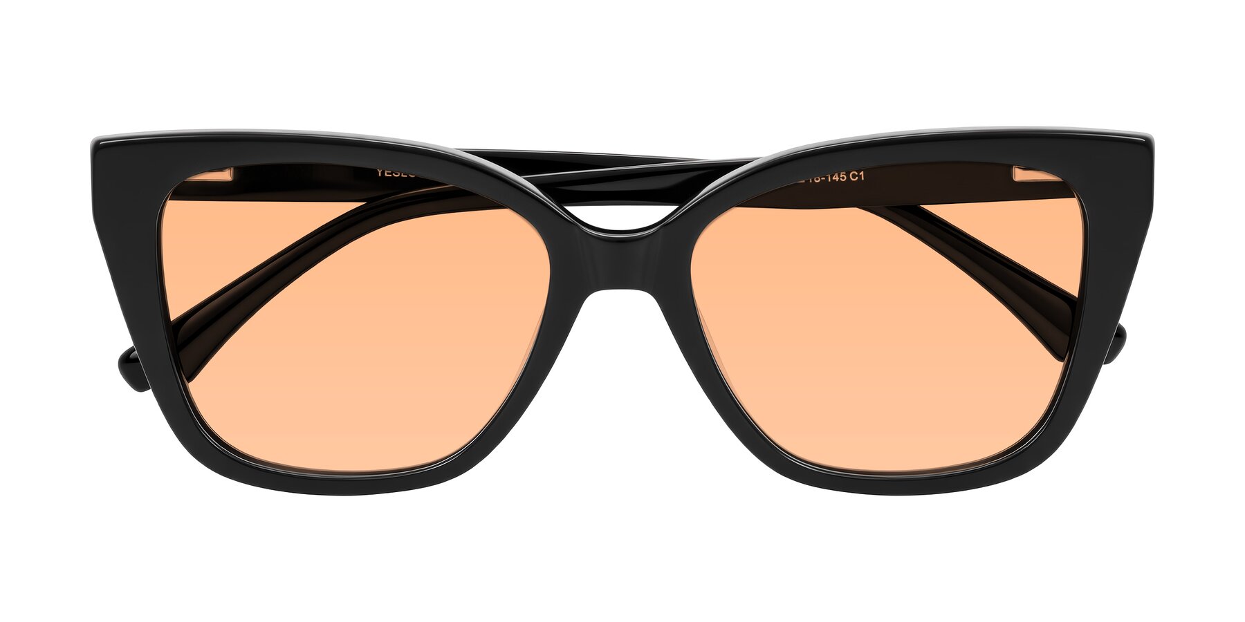 Folded Front of Kahlem in Black with Light Orange Tinted Lenses