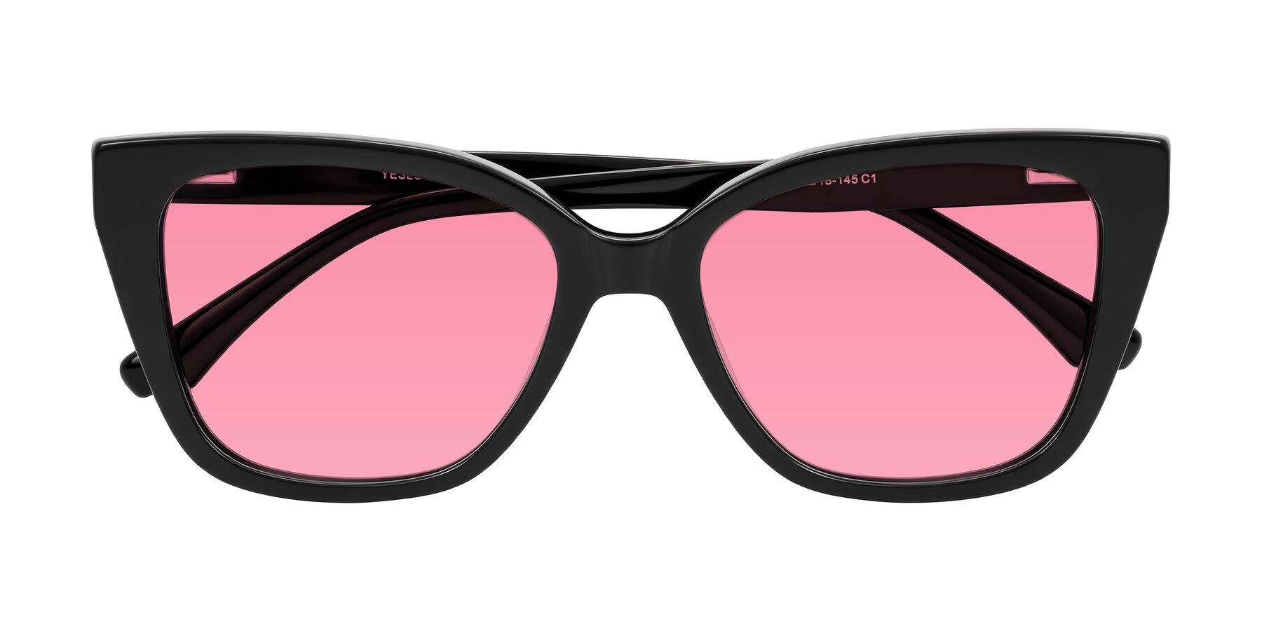 Folded Front of Kahlem in Black with Pink Tinted Lenses