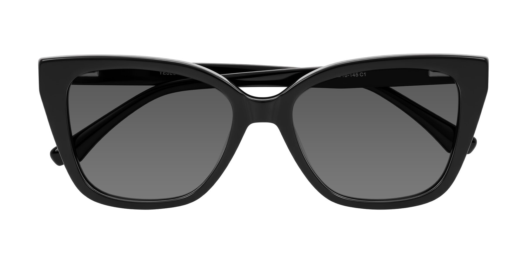 Folded Front of Kahlem in Black with Medium Gray Tinted Lenses