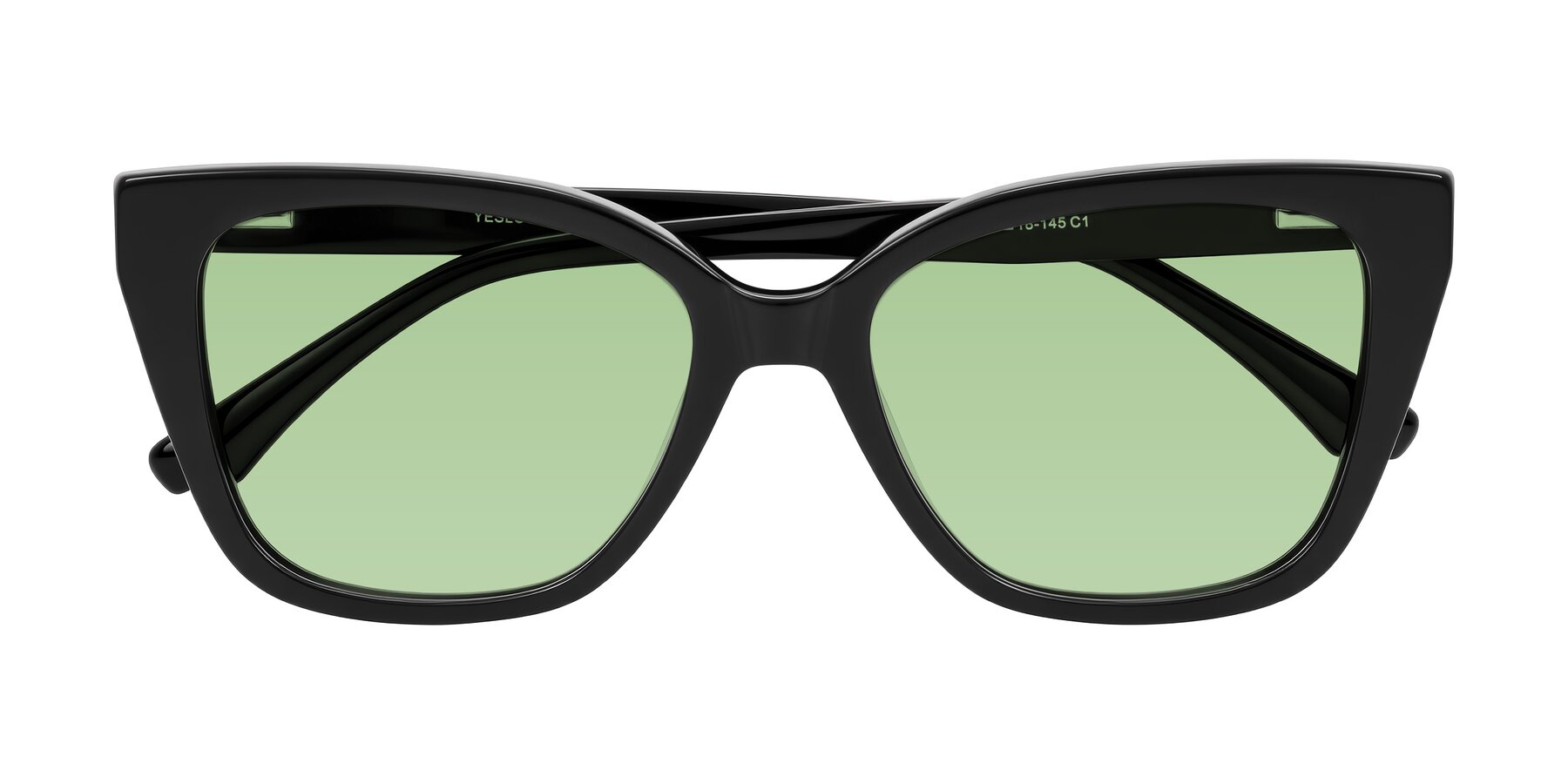 Folded Front of Kahlem in Black with Medium Green Tinted Lenses
