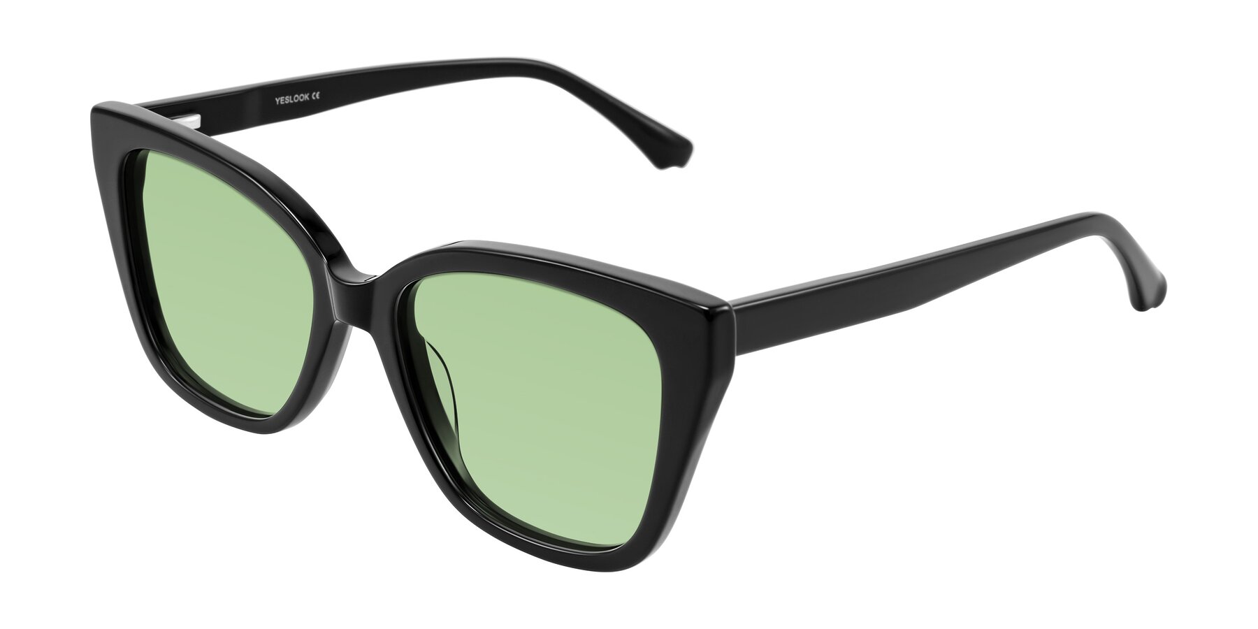 Angle of Kahlem in Black with Medium Green Tinted Lenses